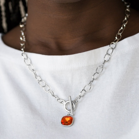 paparazzi Jewelry - Dynamite Dazzle - Orange Necklace Set paparazzi Jewelry - Dynamite Dazzle - Orange Necklace Set